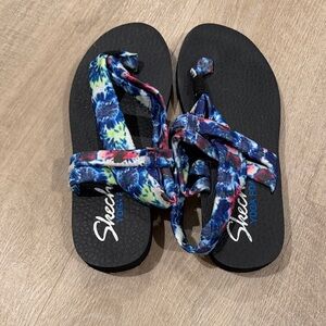 Skechers Black Sandals with Vibrant Multicolor Straps